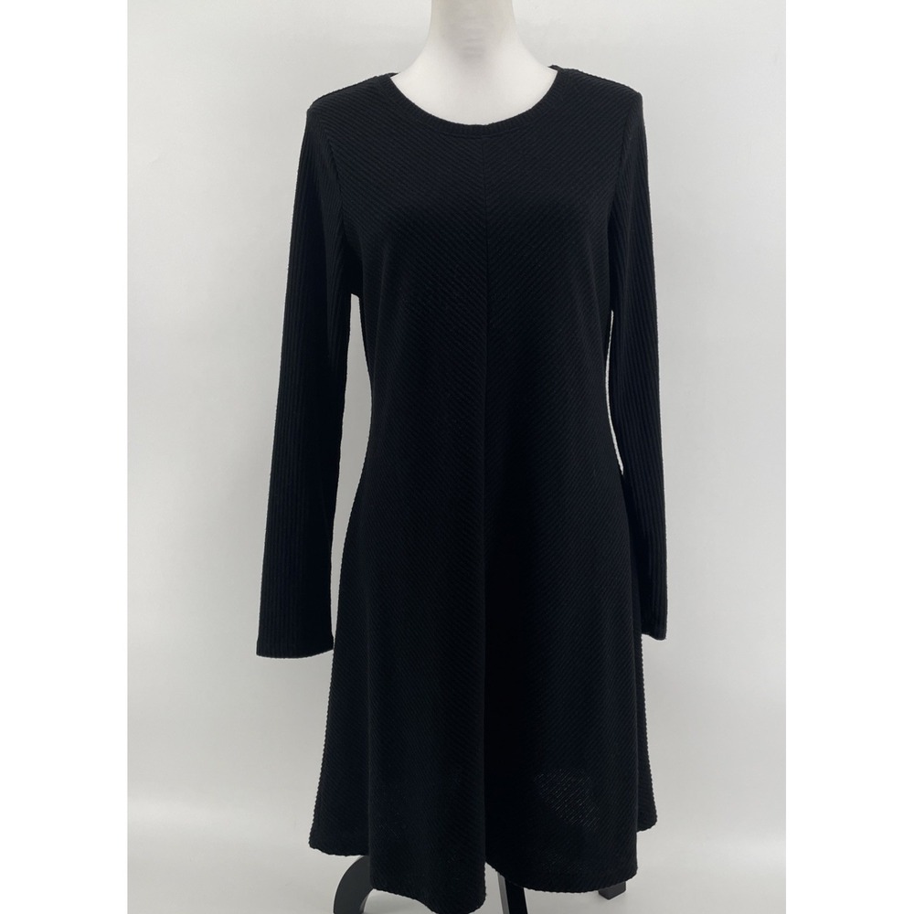 GAP Dress Women's Large Black Ribbed Knit Crewneck Long Sleeve Classic Capsule